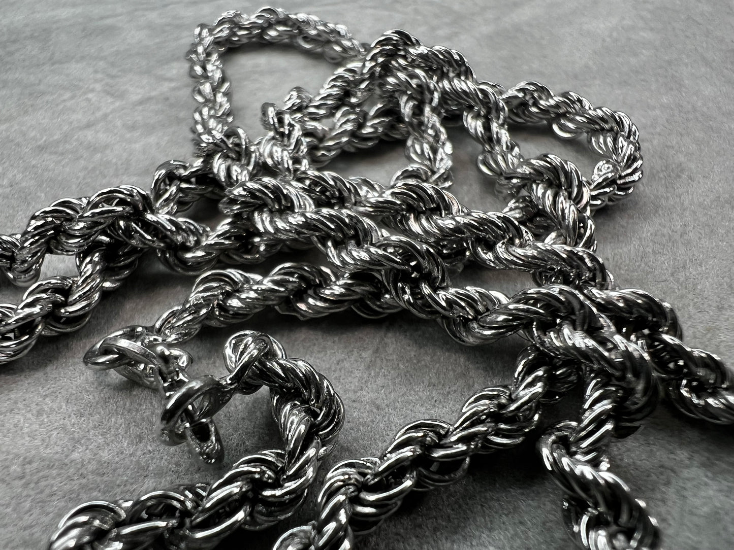 The classic rope chain, made of sterling silver, can be worn alone or paired with a pendant.