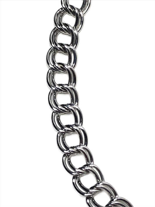 This beautiful sterling silver bracelet features a classic double-link design. It is perfect for daily wear or can provide a touch of elegance when paired with formal attire. And, of course, it's a fresh canvas if you want to personalize it with your favorite charms.