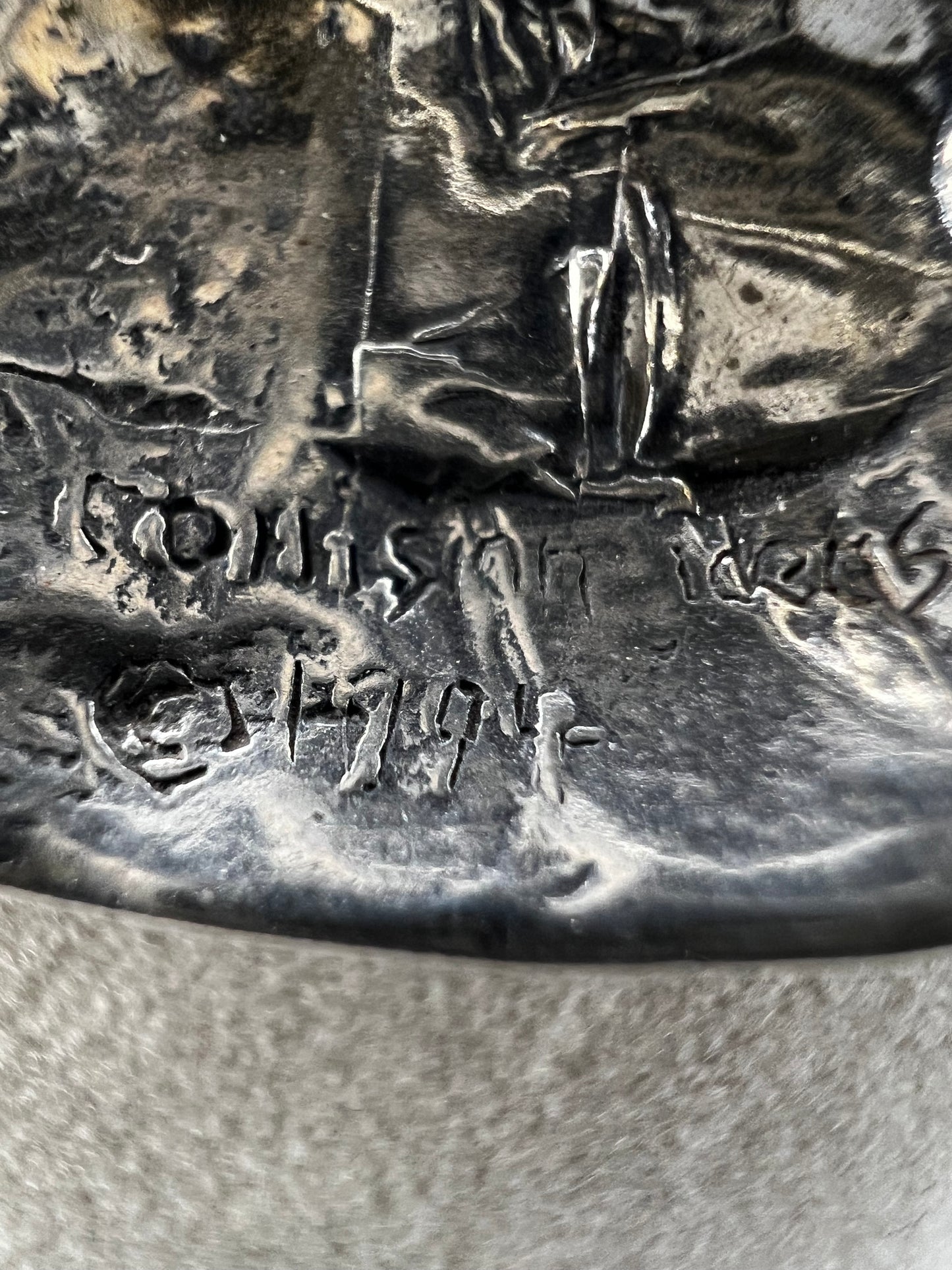 This sterling silver brooch, titled "Collision of Ideas," is expertly crafted to resemble a human heart. Its unique design combines artistic expression with fine craftsmanship.