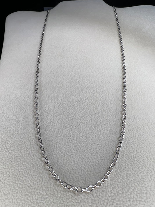 This 24" sterling silver cable chain offers a durable and elegant look that works beautifully on its own or combined with your favorite pendant. Its sturdy design ensures long-lasting wear while adding a subtle shine to your everyday style.