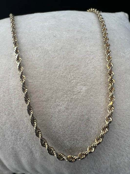 This 10k gold rope chain is ready to be paired with one of our gold pendants or just worn as a chain.