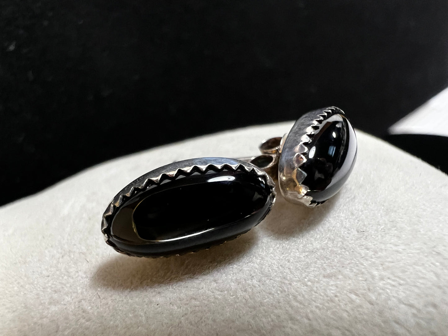 Vintage sterling silver & jet earrings