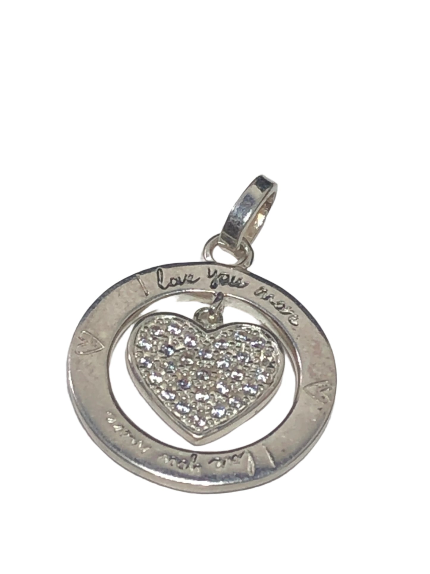 Sterling silver pendant 'I love you more'