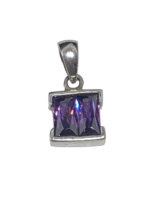 Add a pop of color with this sterling silver pendant featuring two violet cubic zirconia stones in a sleek bezel setting. The brilliant sparkle and rich purple hue give the look of luxury at an accessible price.