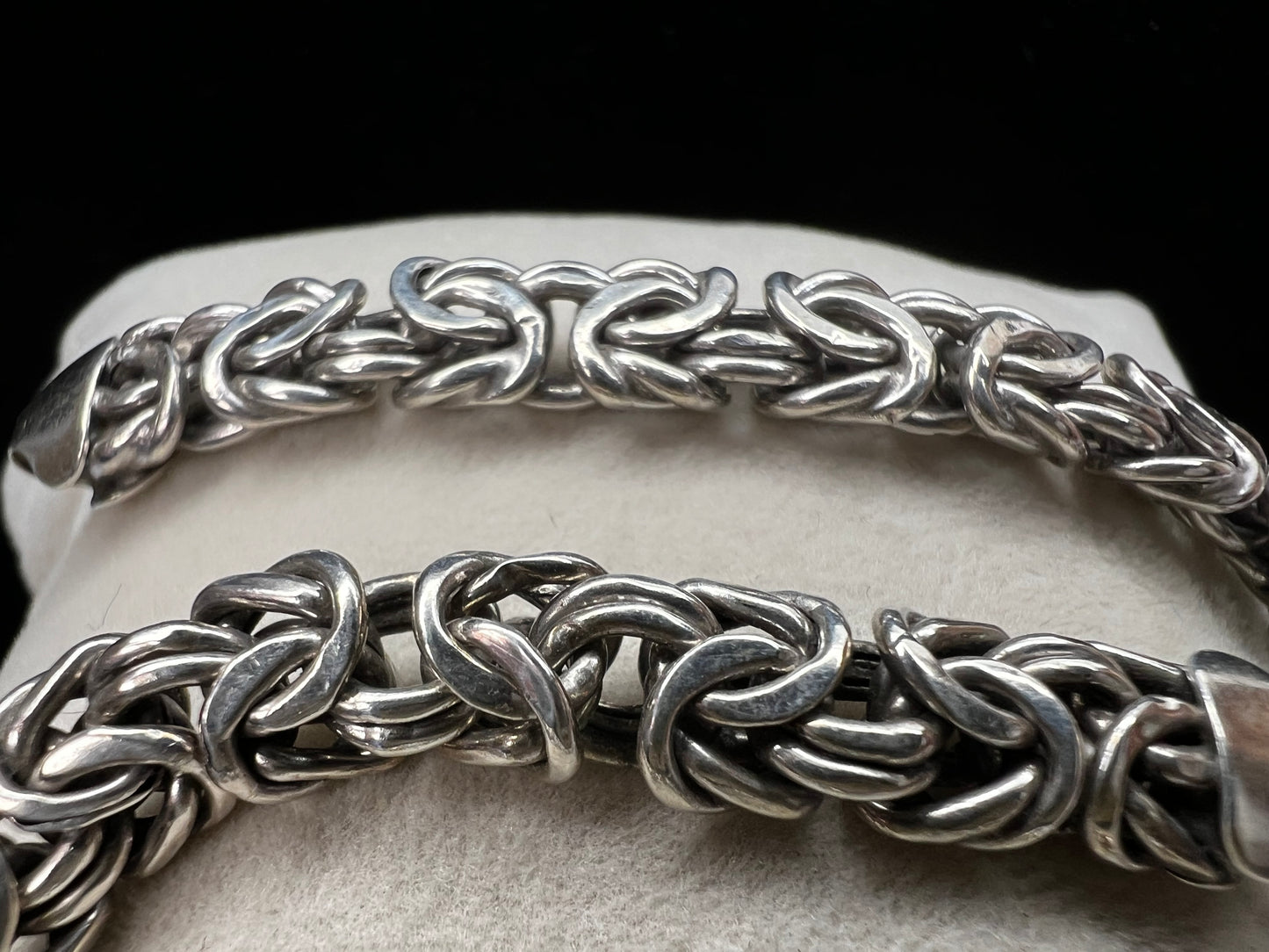 Stand out from the crowd with this byzantine link sterling silver bracelet. Made in Turkey and signed AK 925.
