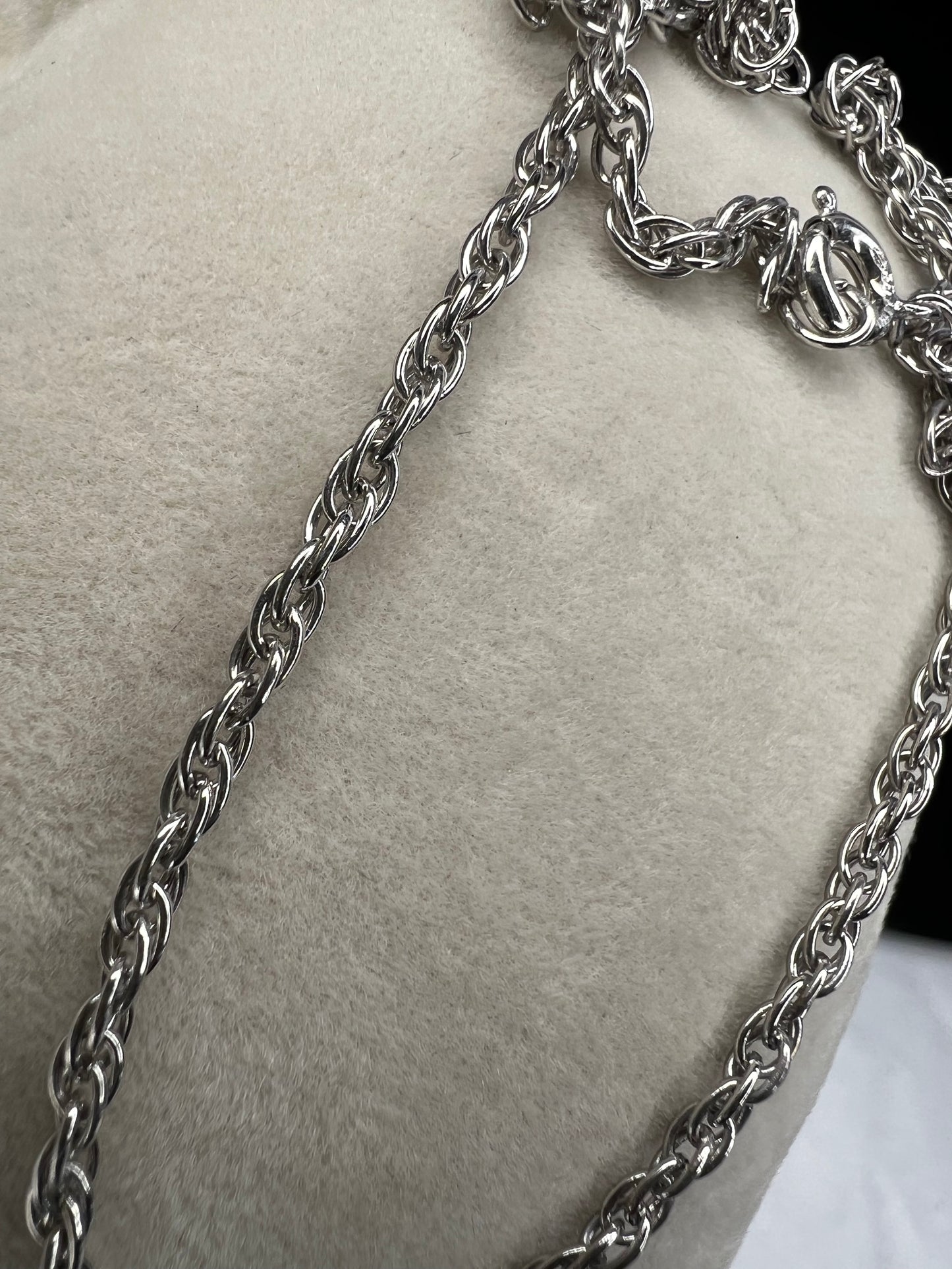 This is a nice sterling silver rope chain necklace that is perfect on its own or paired with a pendant.