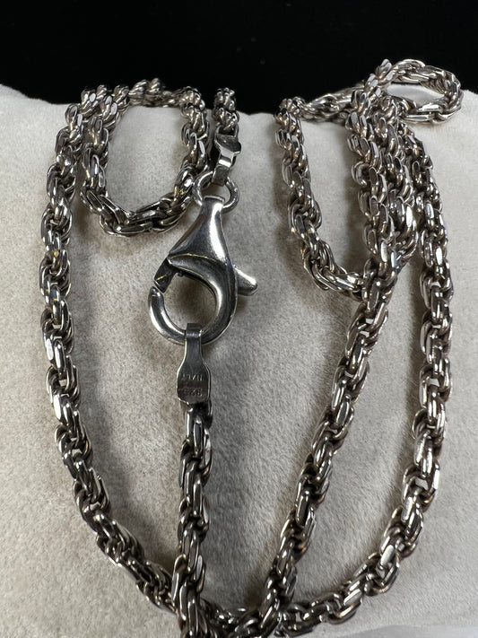 This sterling silver twisted rope chain is the perfect foundation for your chunky pendant. Or, wear it alone. Either way, it will add texture and elegance to any look. Made in Italy.