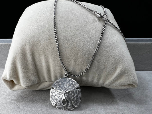 Sterling Silver Sand Dollar Necklace 16" 1mm Chain & Pendant