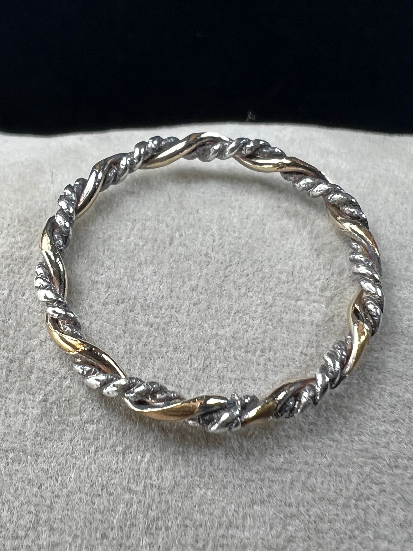 Sterling Silver & Gold Fill Twisted Mixed Metal Ring Size 6.75