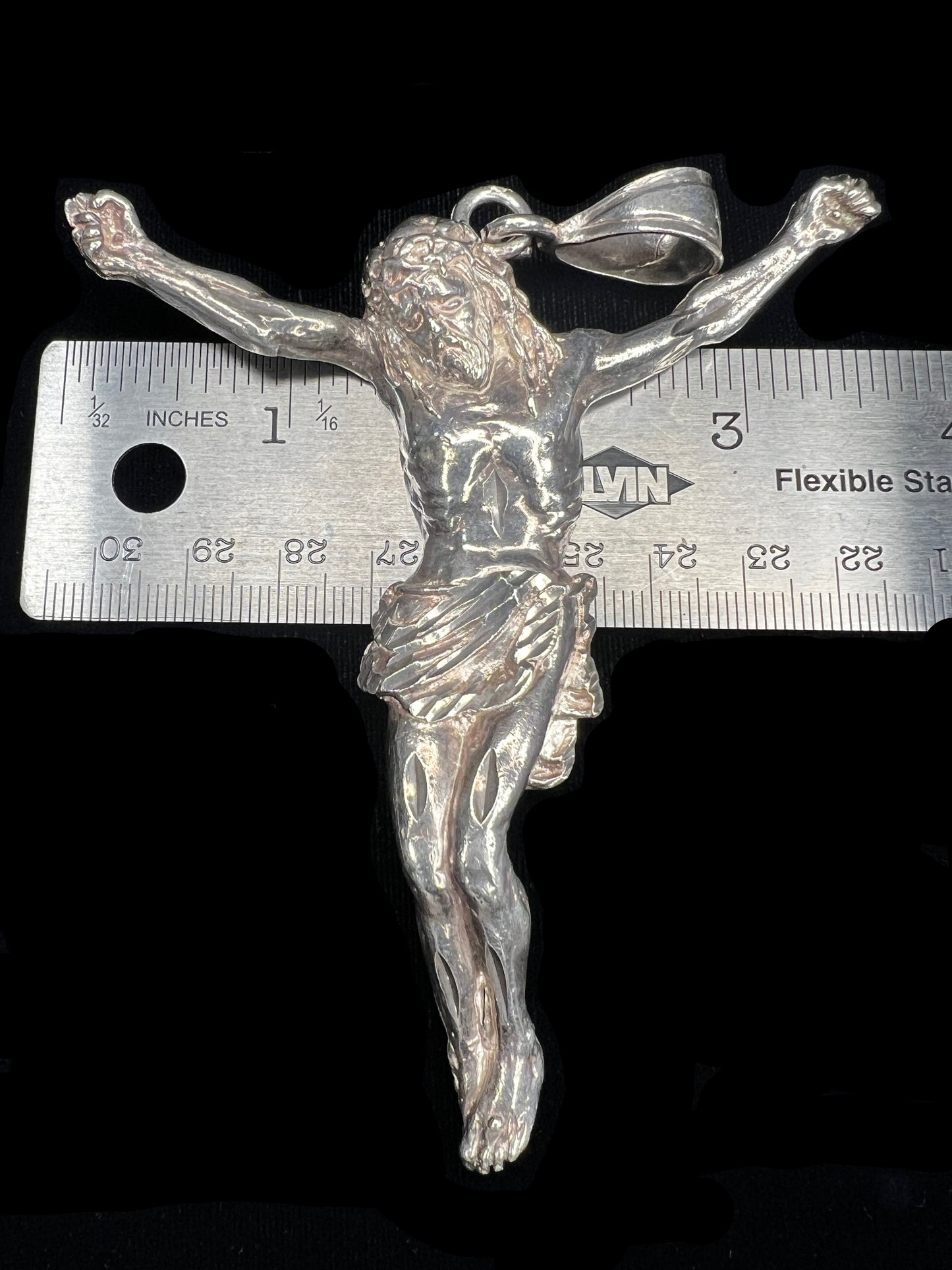 Large 5" long 1oz Sterling silver Jesus pendant