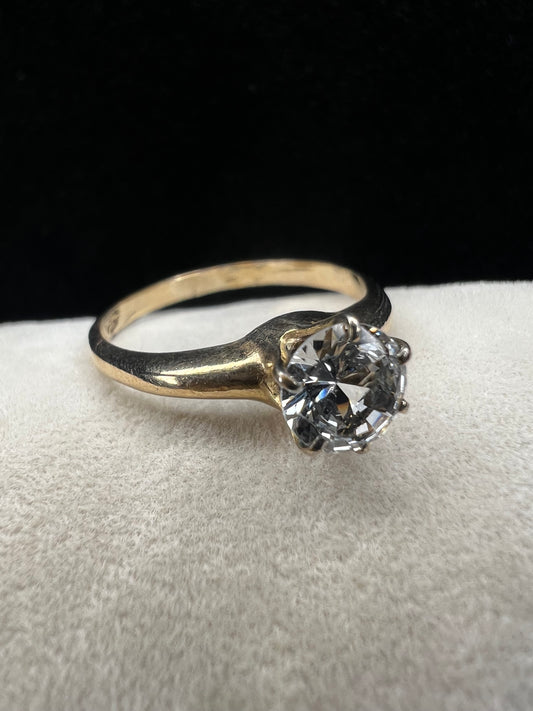 This gold-filled ring with a sparkling spinel is an affordable alternative to a diamond ring.