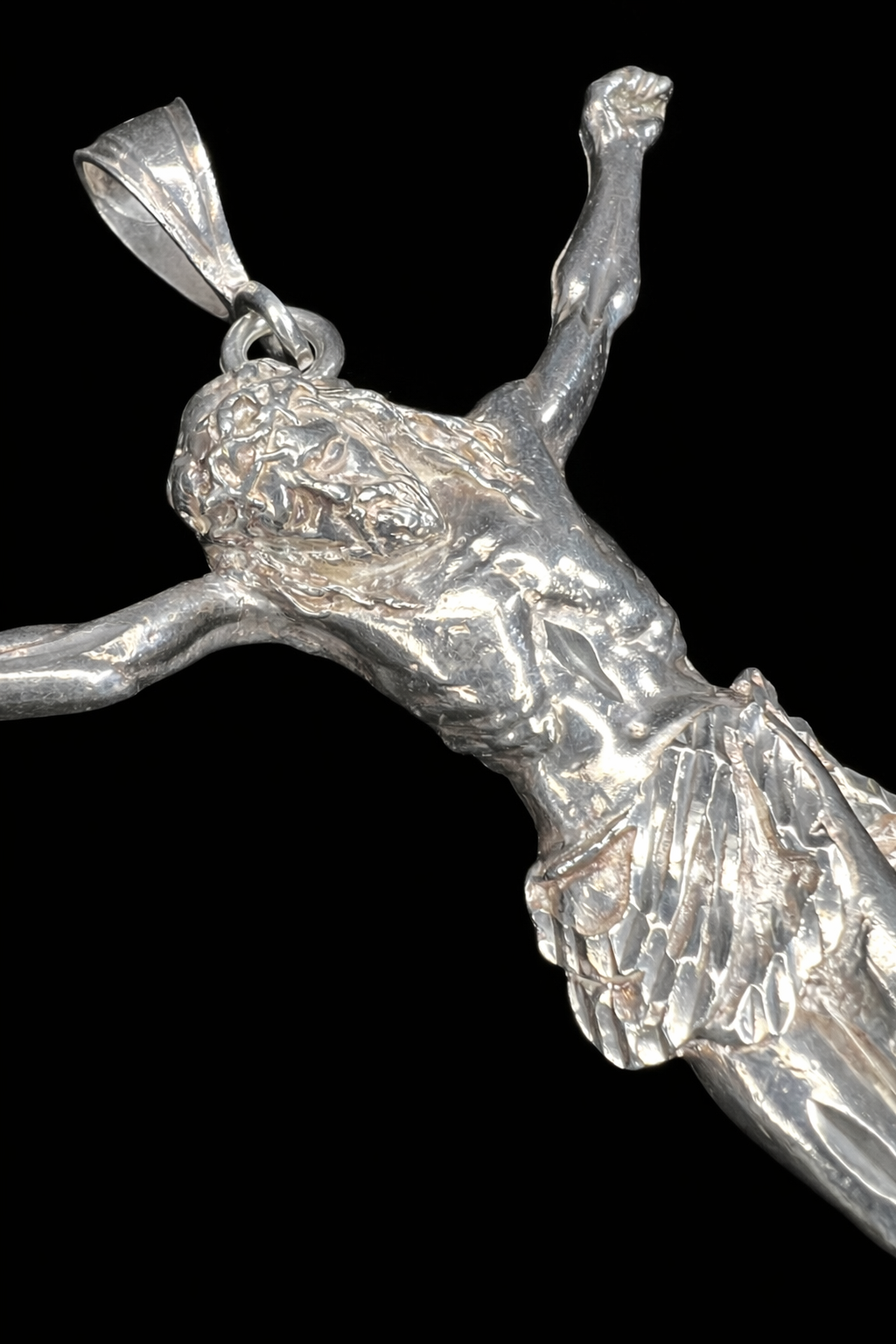 Large 5" long 1oz Sterling silver Jesus pendant