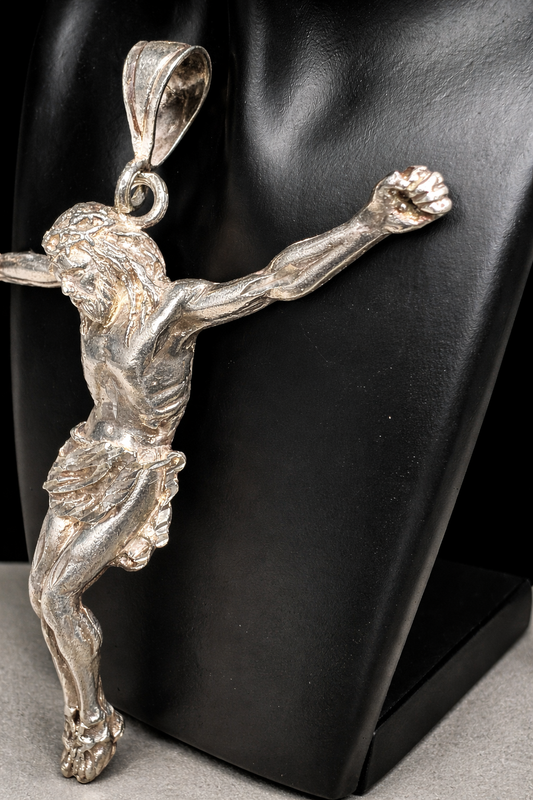 Large 5" long 1oz Sterling silver Jesus pendant