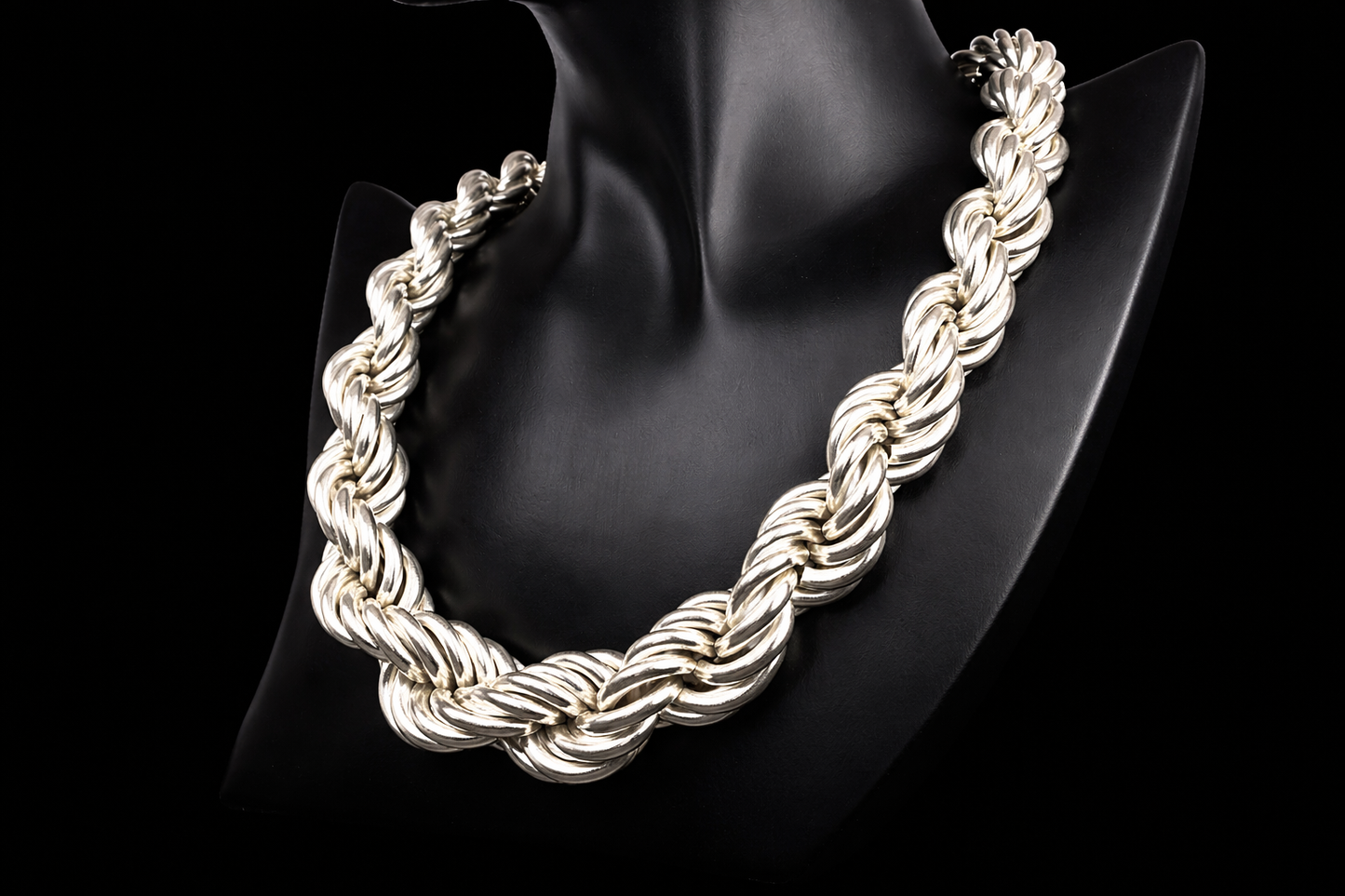 Chunky 4oz Vintage Sterling Silver 1" to 1/2" Thick Graduating 18"Rope Chain Necklace