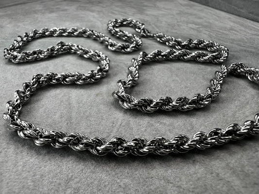 The classic rope chain, made of sterling silver, can be worn alone or paired with a pendant.