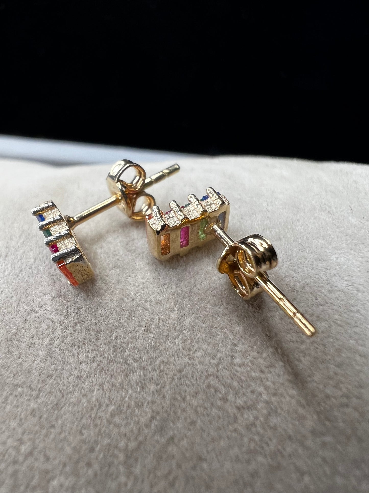Sterling Silver Multi Color Stone Earrings with a Gold Overlay