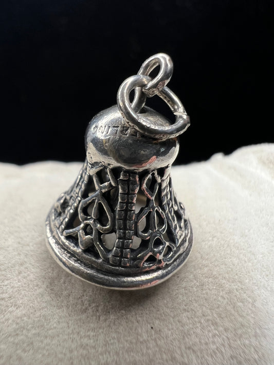 Danecraft 1" sterling silver openwork bell charm or pendant