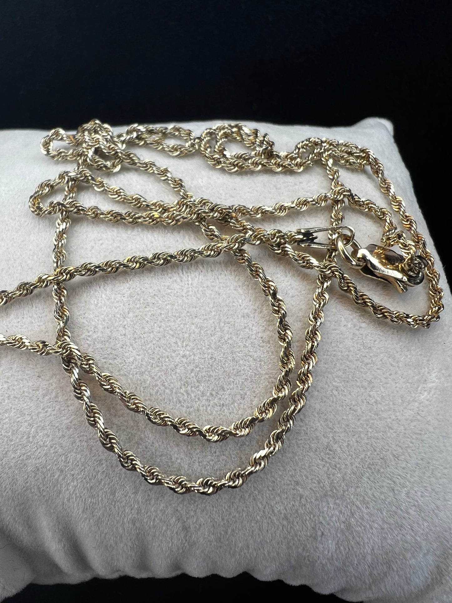 This 10k gold rope chain is ready to be paired with one of our gold pendants or just worn as a chain.