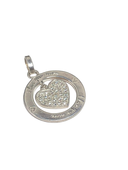 Sterling silver pendant 'I love you more'
