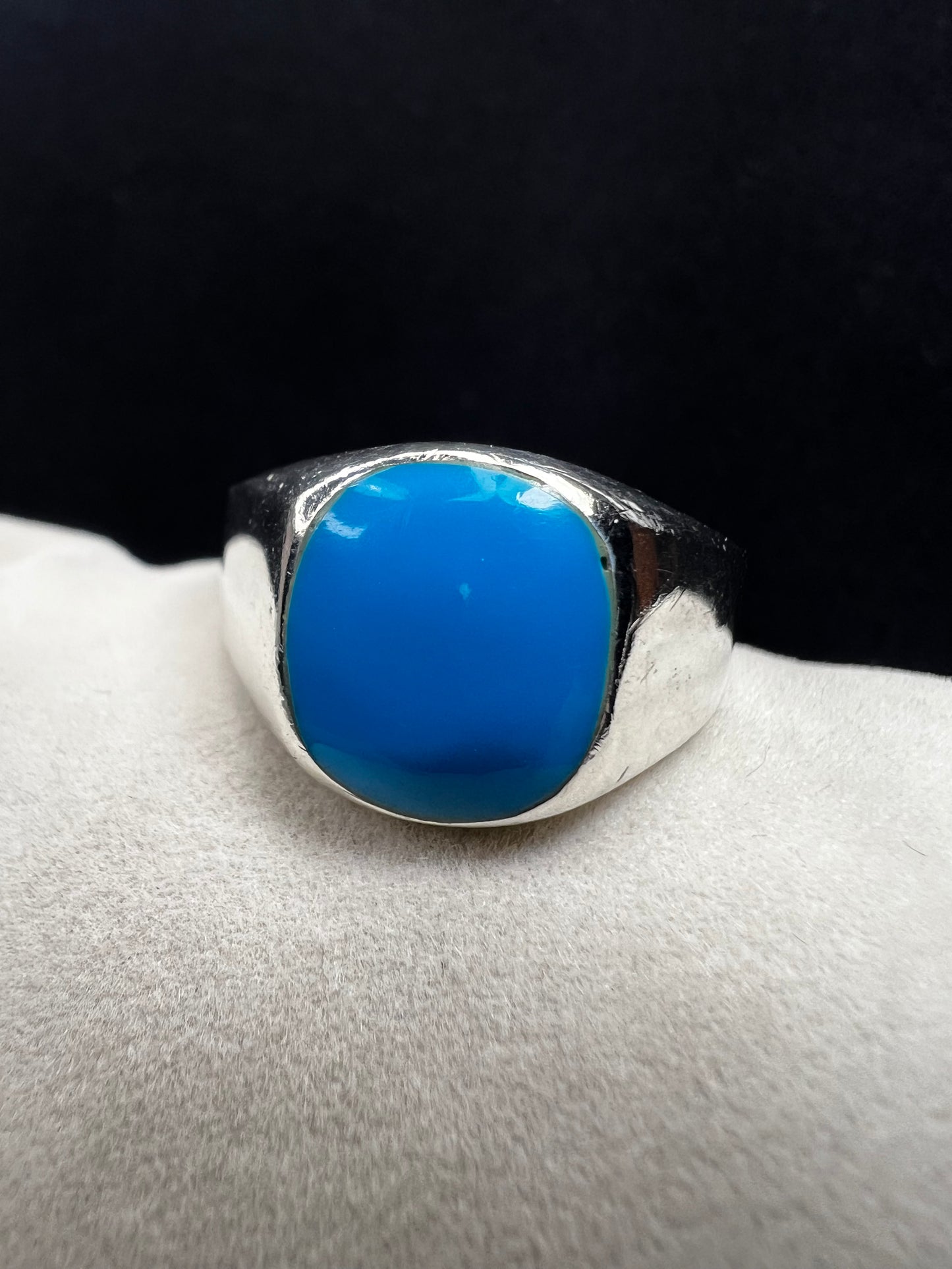 Vintage Mexican Sterling Silver & Turquoise Ring Size 9.25