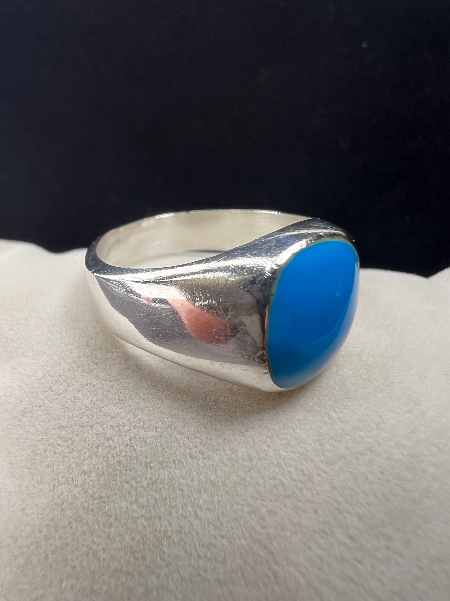 Vintage Mexican Sterling Silver & Turquoise Ring Size 9.25