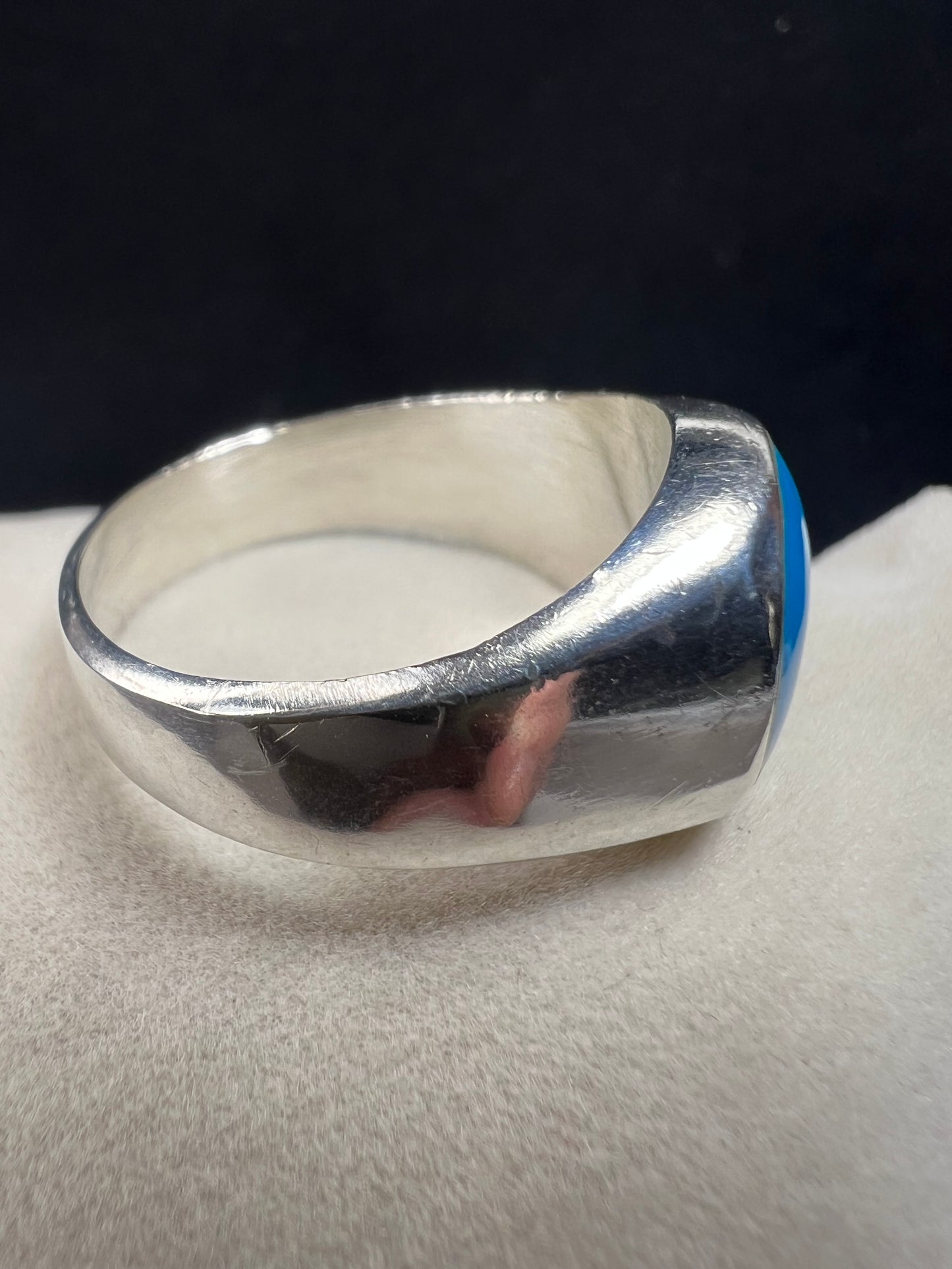 Vintage Mexican Sterling Silver & Turquoise Ring Size 9.25