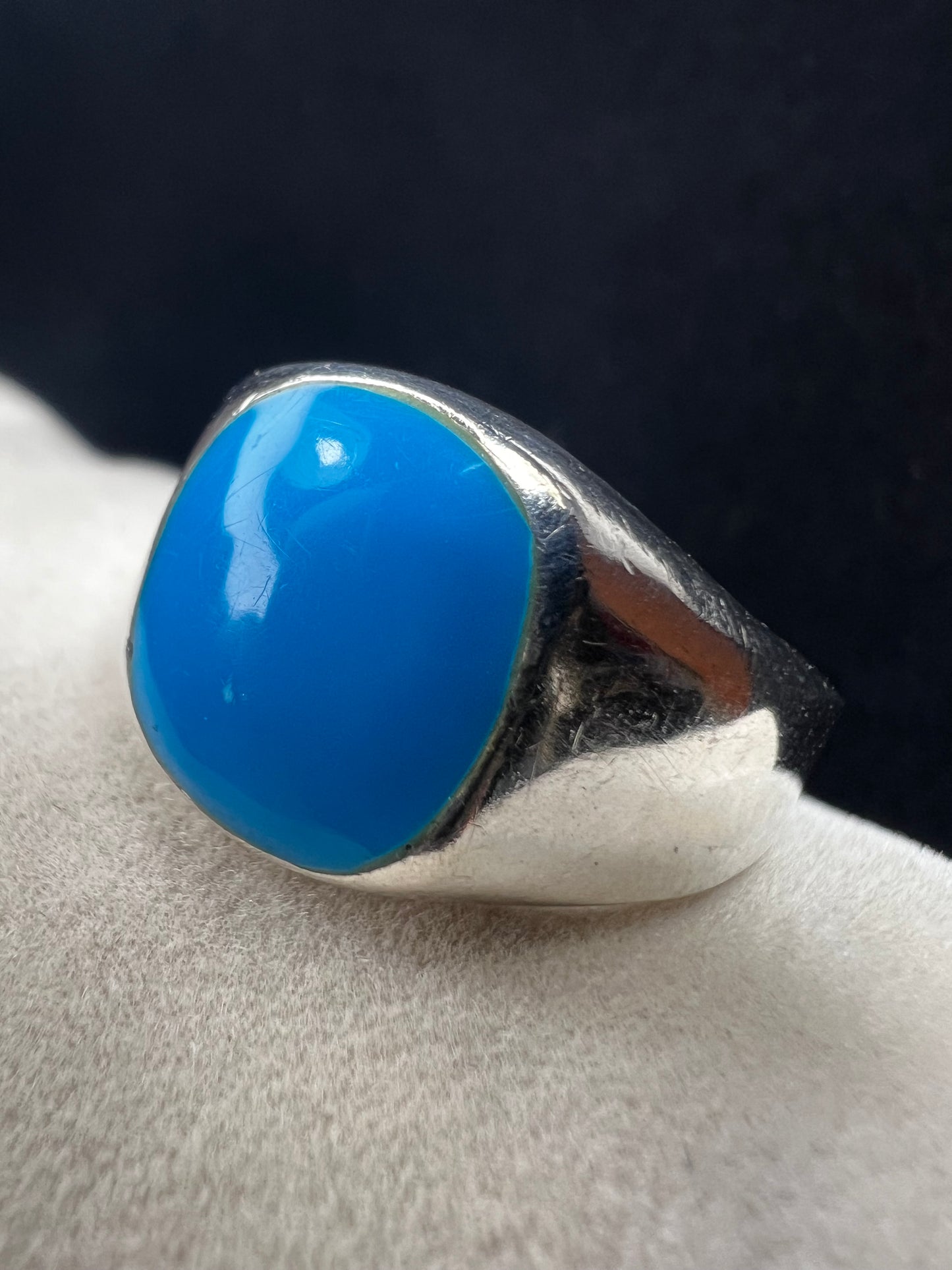 Vintage Mexican Sterling Silver & Turquoise Ring Size 9.25