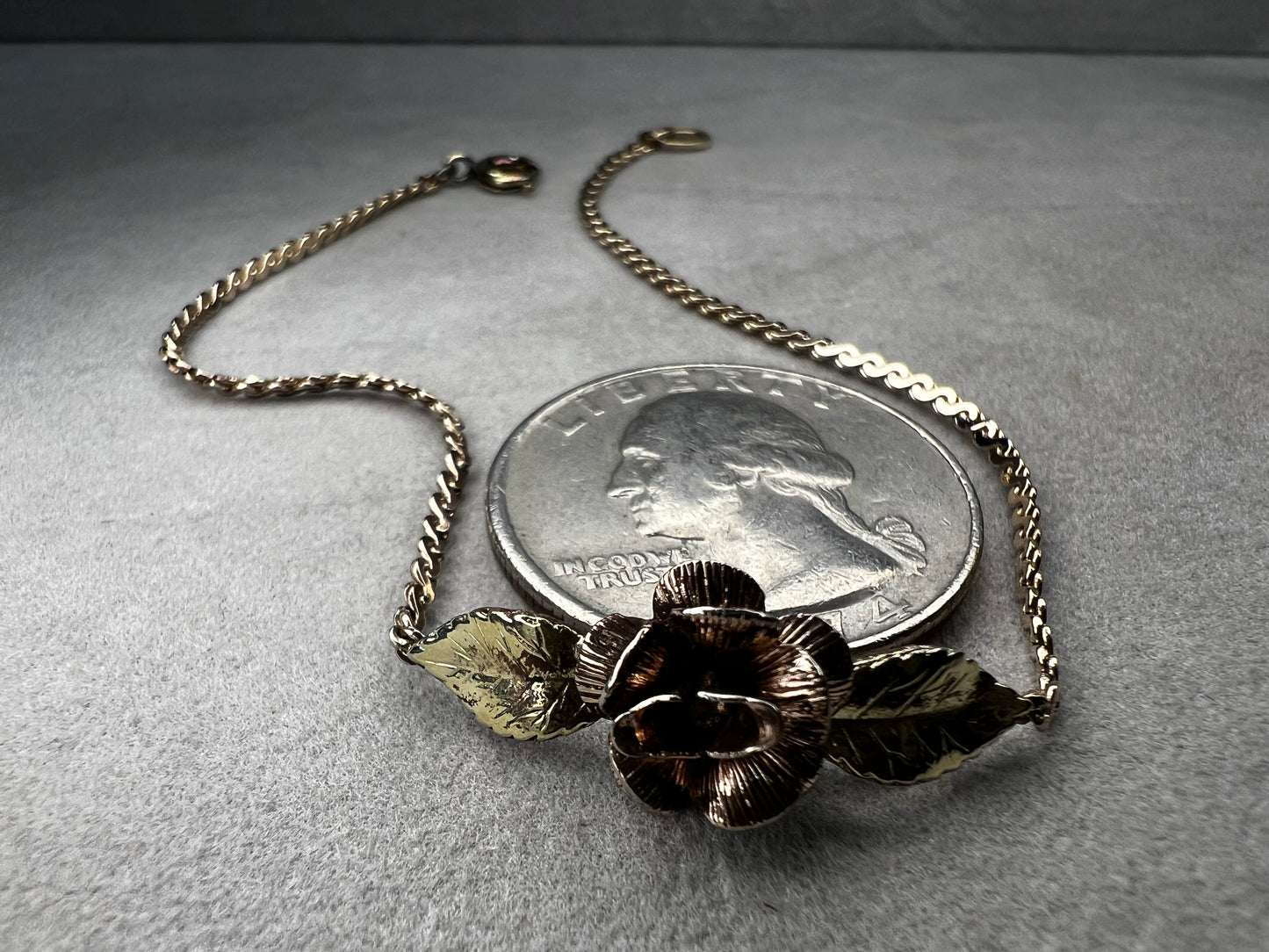 Vintage Krementz 14k Gold Filled Flower & Leaf Bracelet