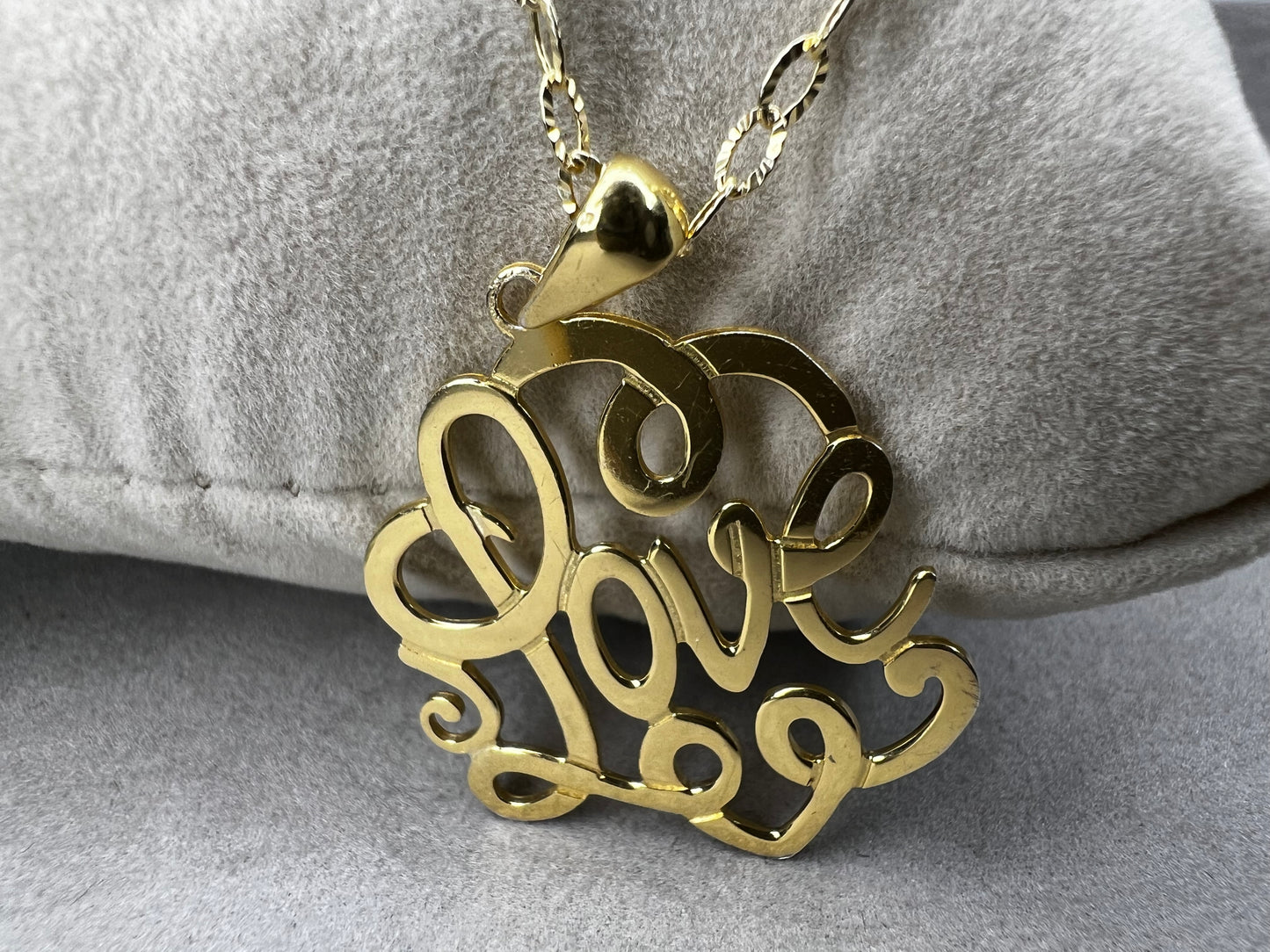 Sterling Silver, Gold Overlay 18" Necklace & Love Pendant