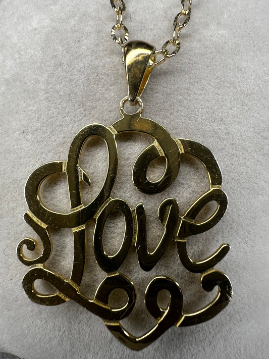 Sterling Silver, Gold Overlay 18" Necklace & Love Pendant