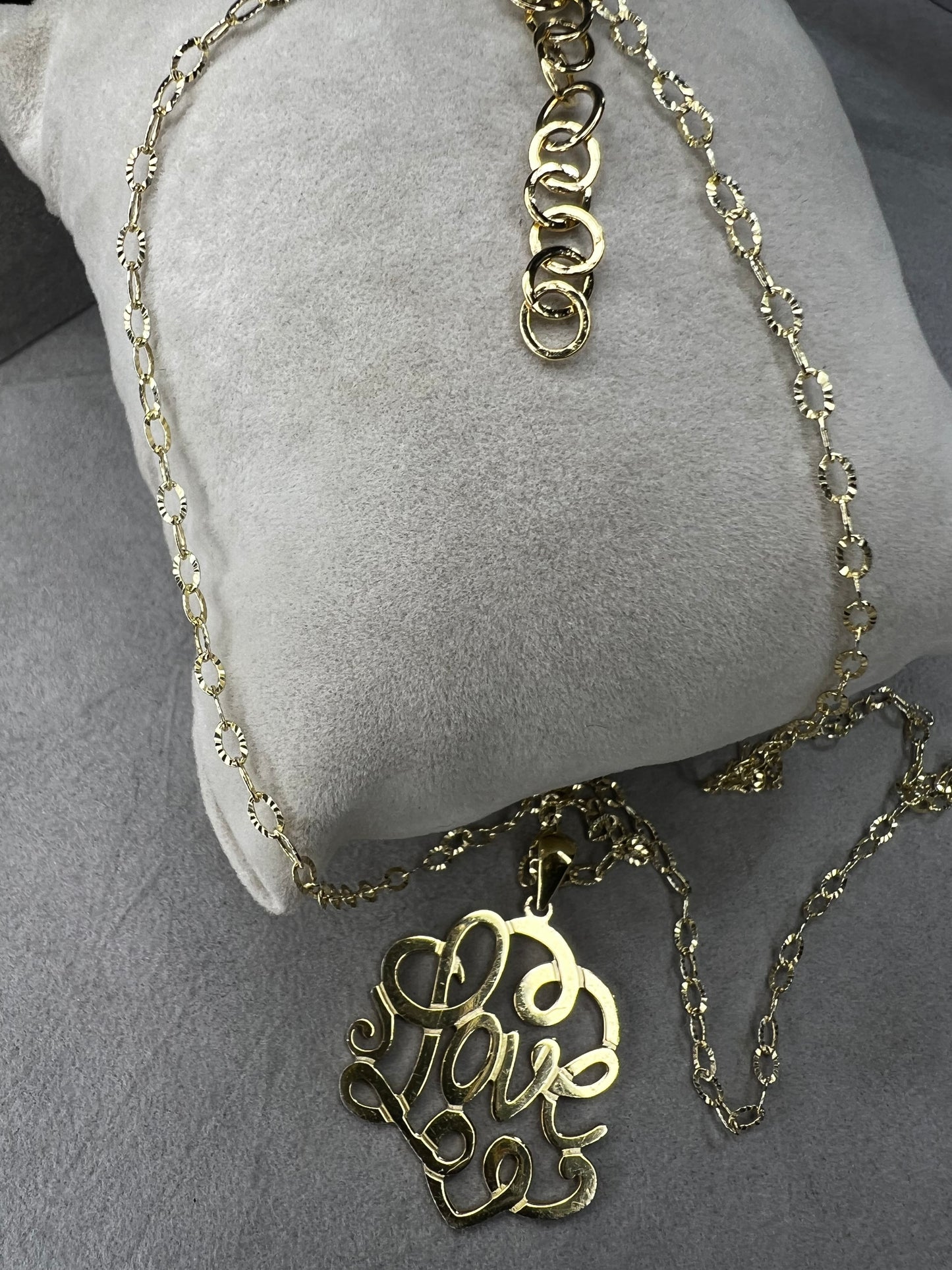 Sterling Silver, Gold Overlay 18" Necklace & Love Pendant