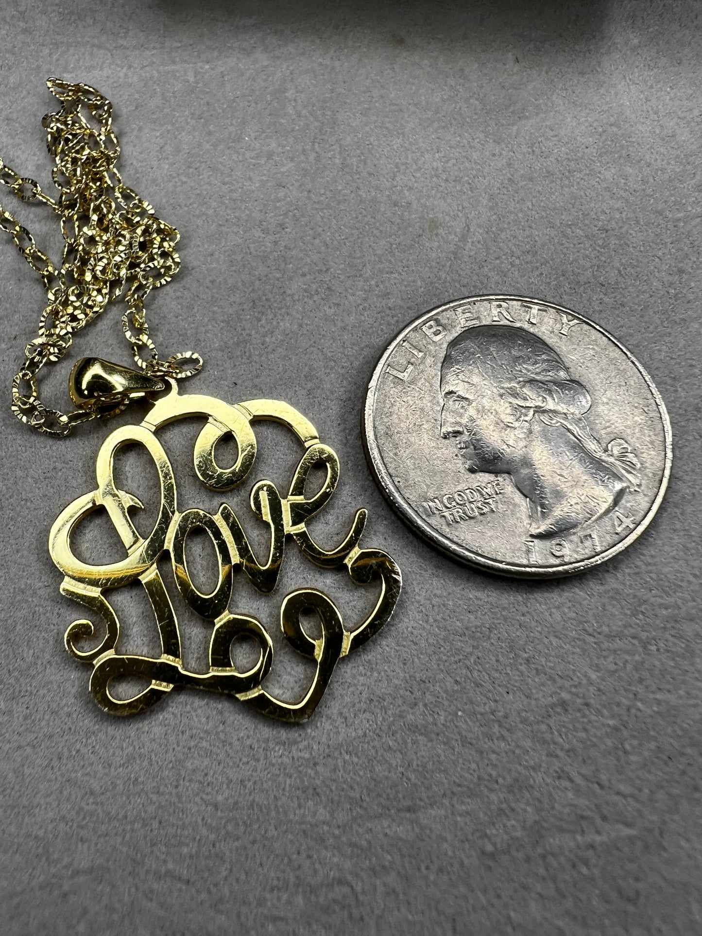 Sterling Silver, Gold Overlay 18" Necklace & Love Pendant