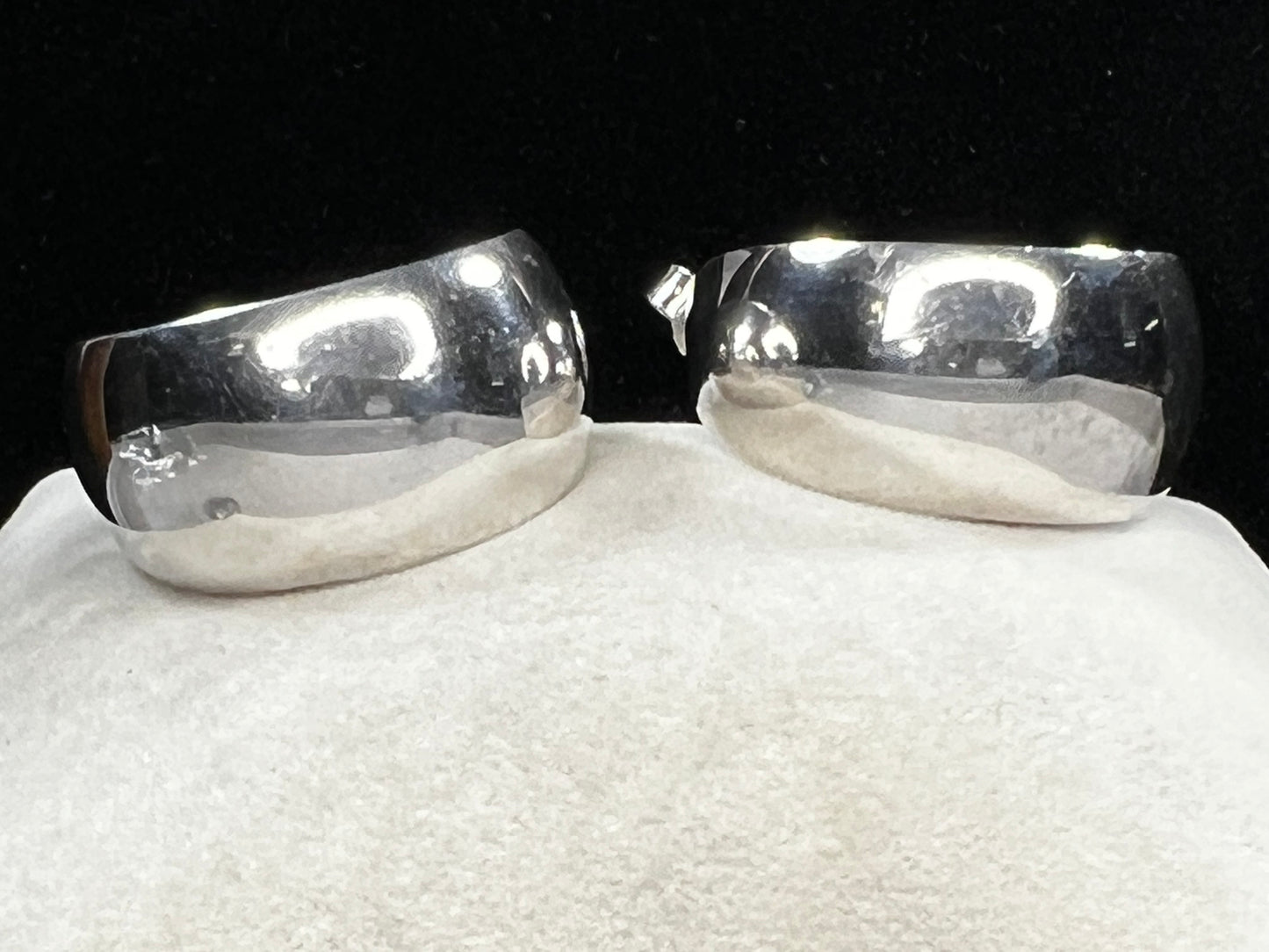 Vintage Sterling Silver Wide Hoop 1" Earrings