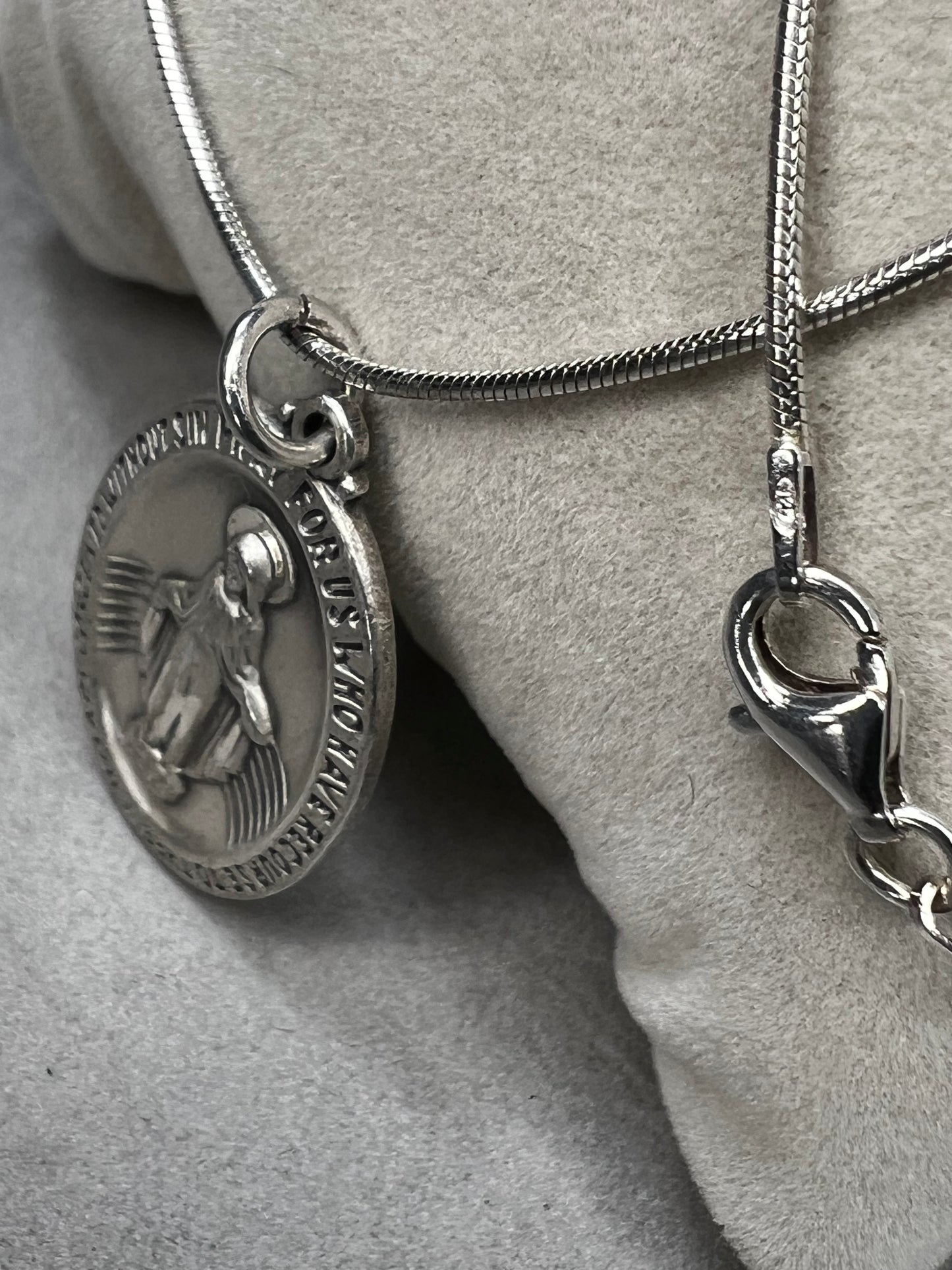 Vintage Sterling Silver Chain & Virgin Mary Pendant by Chapel