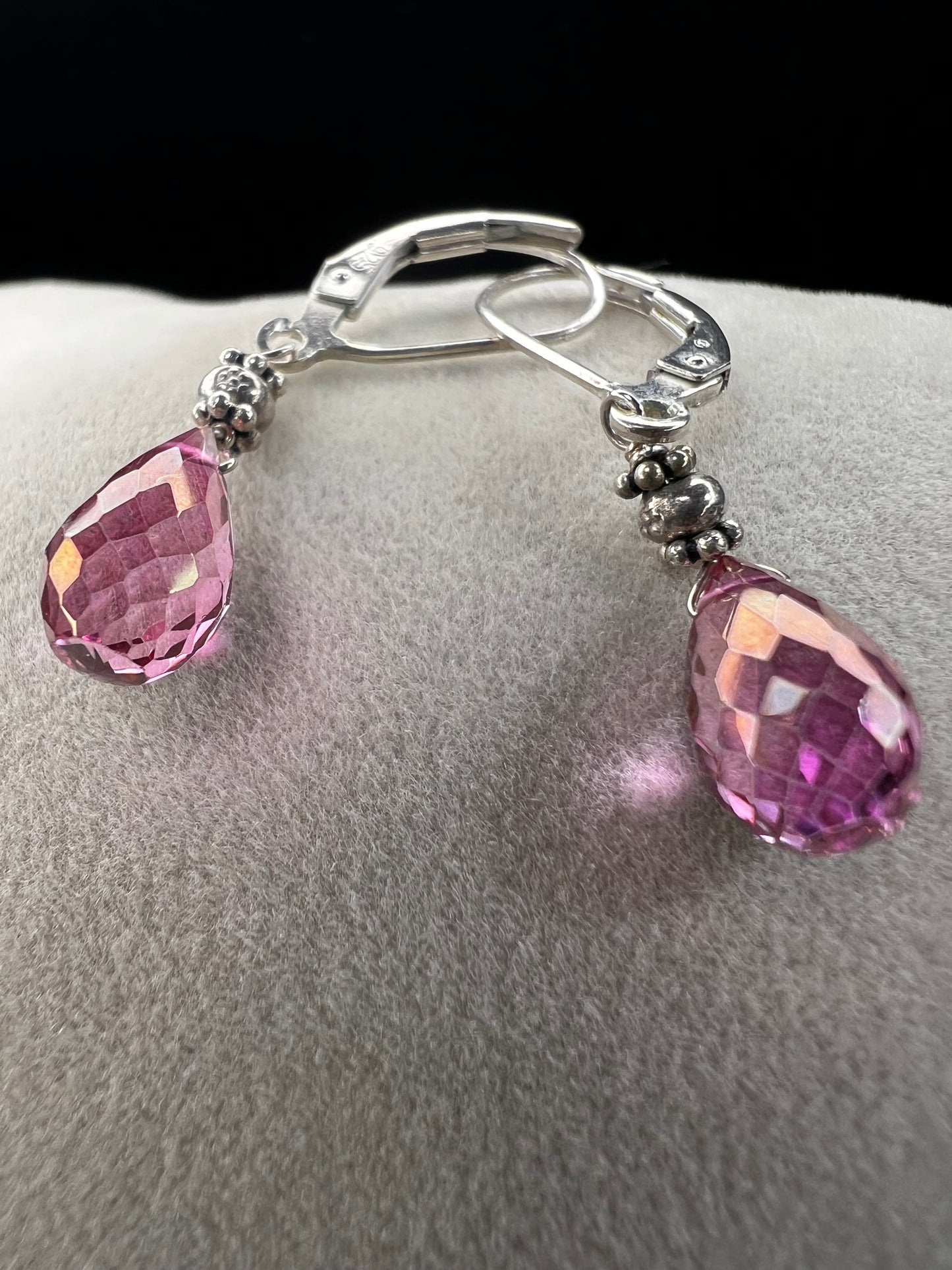 Pink Spinel & Sterling Silver 1" Dangle Earrings