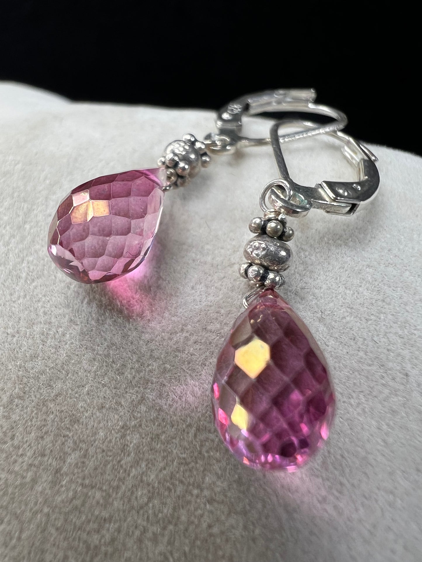 Pink Spinel & Sterling Silver 1" Dangle Earrings