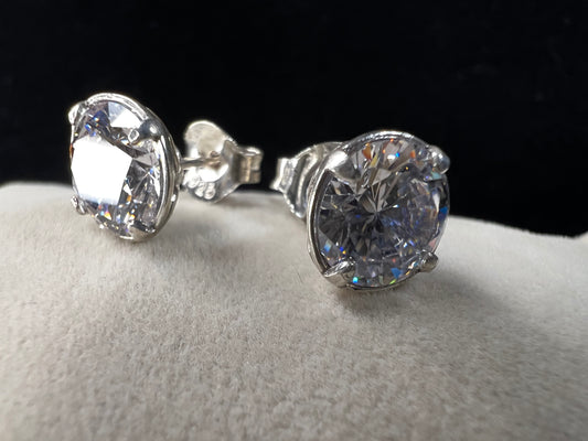 6.5mm Sterling Silver Cubic Zirconia Earrings