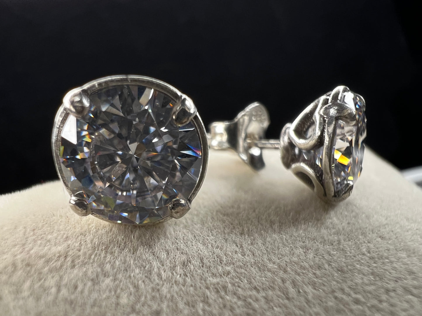 6.5mm Sterling Silver Cubic Zirconia Earrings