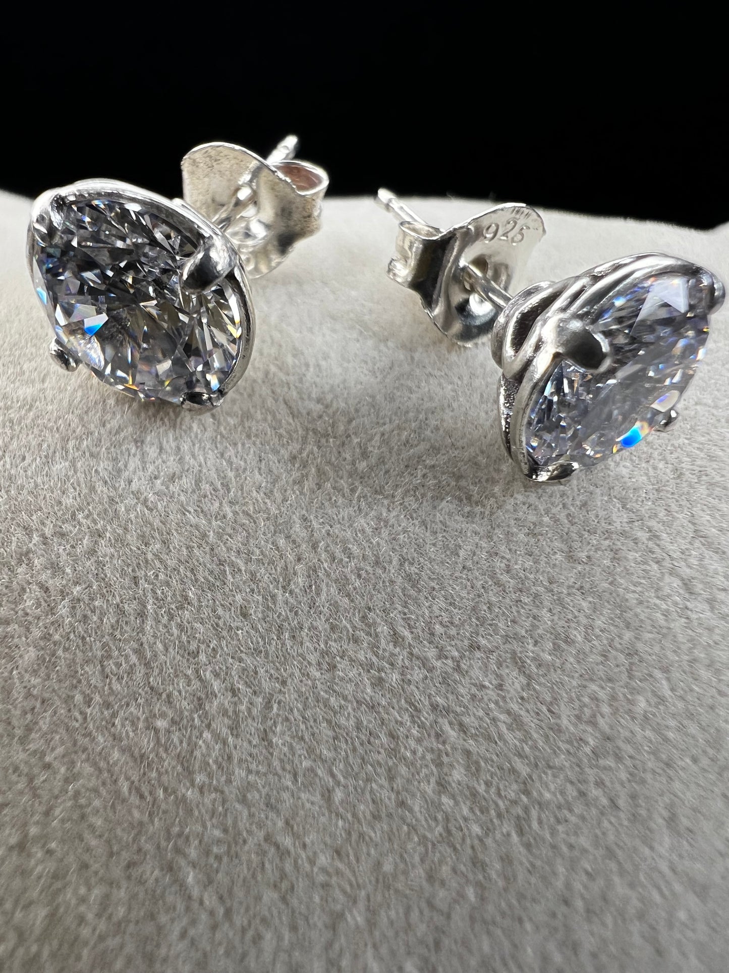 6.5mm Sterling Silver Cubic Zirconia Earrings