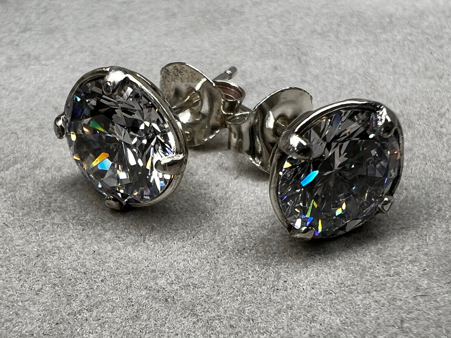 6.5mm Sterling Silver Cubic Zirconia Earrings