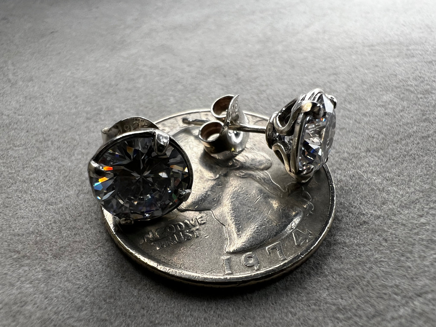 6.5mm Sterling Silver Cubic Zirconia Earrings