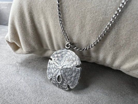 Sterling Silver Sand Dollar Necklace 16" 1mm Chain & Pendant