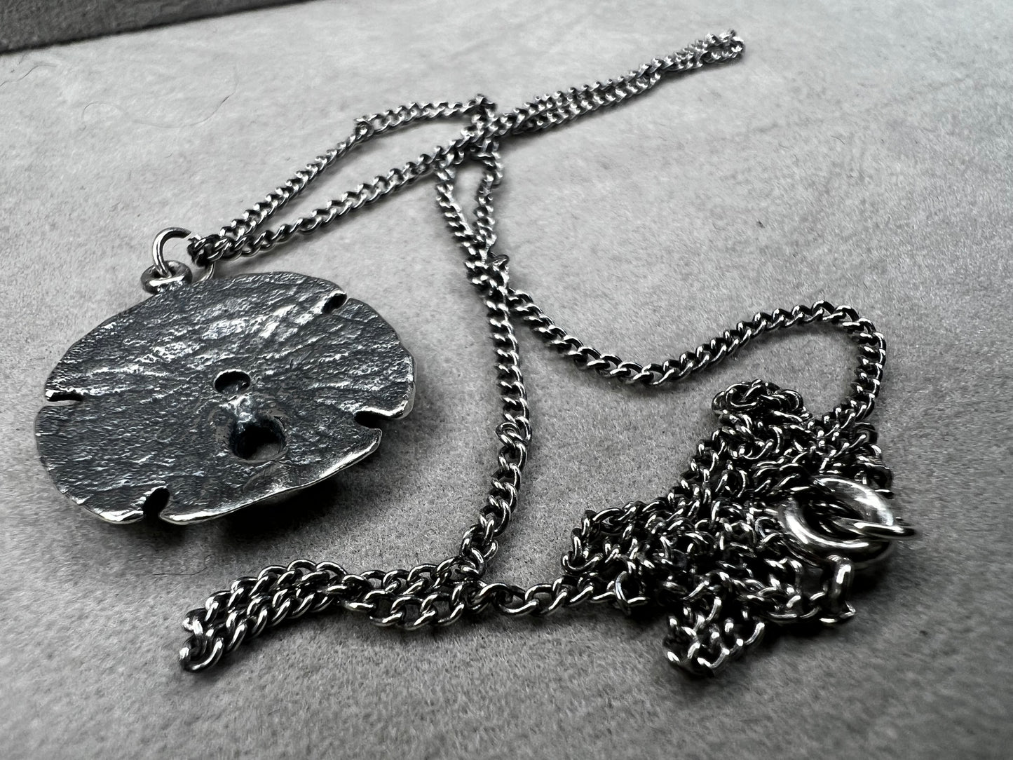 Sterling Silver Sand Dollar Necklace 16" 1mm Chain & Pendant