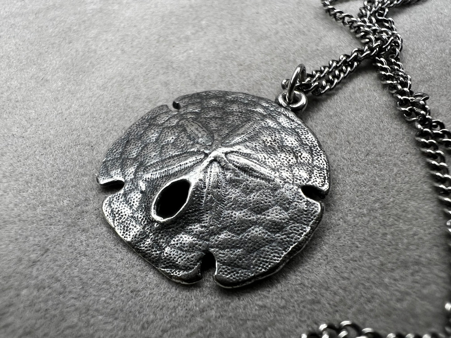 Sterling Silver Sand Dollar Necklace 16" 1mm Chain & Pendant