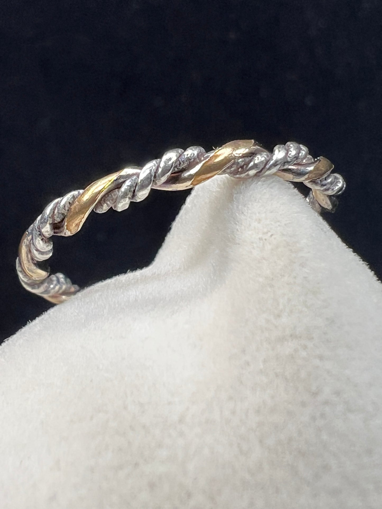 Sterling Silver & Gold Fill Twisted Mixed Metal Ring Size 6.75