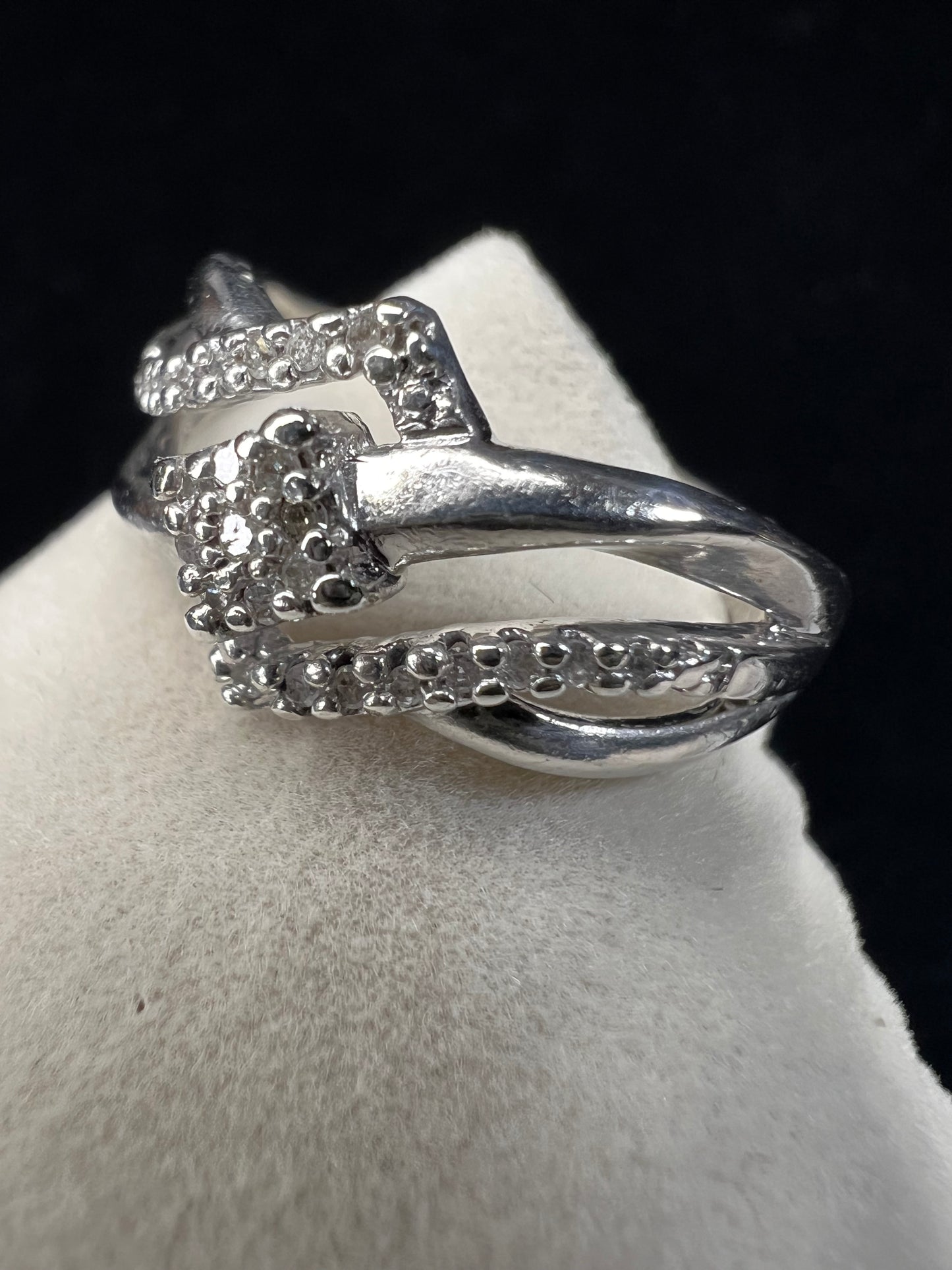 Sterling Silver & Diamond Ring Size 6.75
