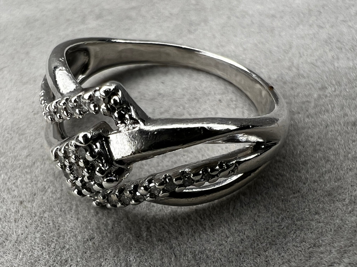 Sterling Silver & Diamond Ring Size 6.75