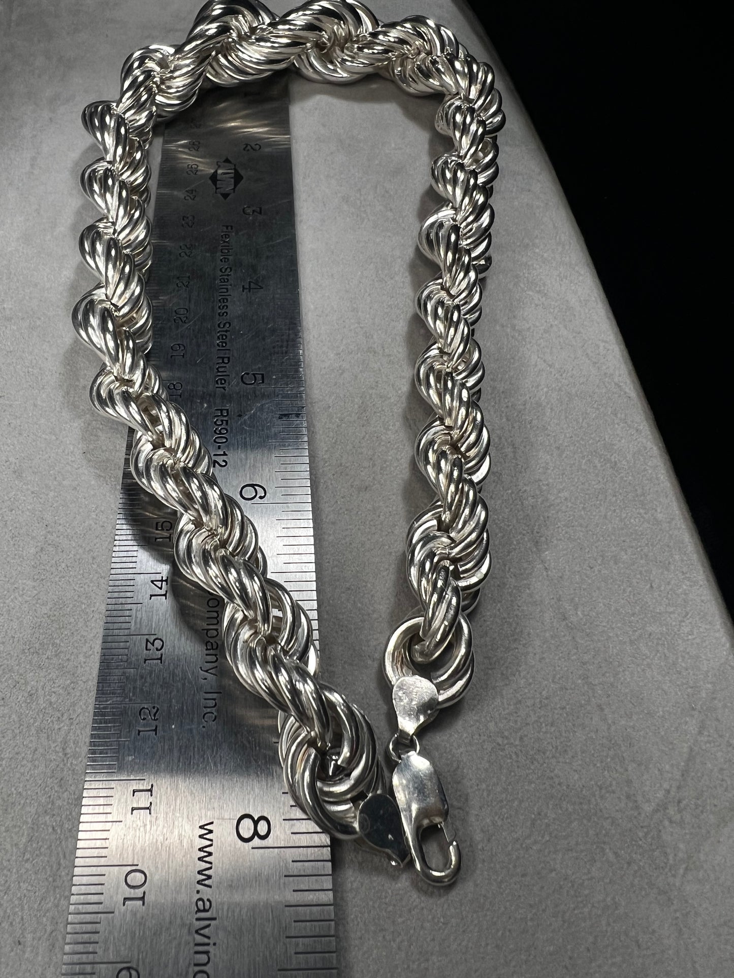 Chunky 4oz Vintage Sterling Silver 1" to 1/2" Thick Graduating 18"Rope Chain Necklace