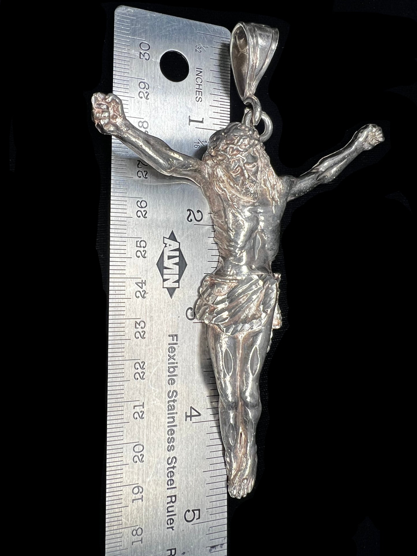 Large 5" long 1oz Sterling silver Jesus pendant